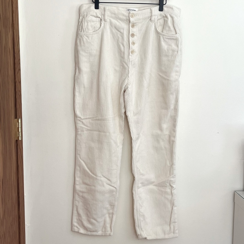 Reformation Cynthia Button Fly High Rise Straight Corduroy Pant - Picture 4 of 12